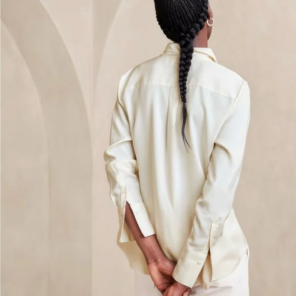 NWT Banana Republic Dillon Classic Fit Button-down Satin Collar Shirt XS - Picture 2 of 6